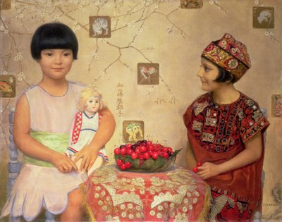 Deux enfants avec un bol de cerises - Franz von Matsch
